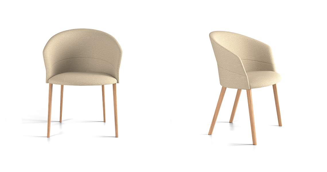 Copa chair, four wooden legs